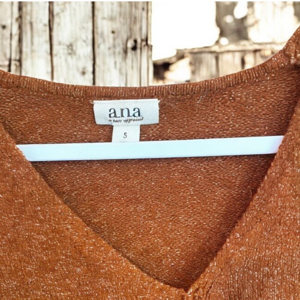 a.n.a Sweater V-Neck oversized Knit Rust Size Small - Picture 5 of 7